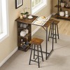 Whizmax Small Bar Table and Chairs Set for 2, 3-Piece Bar Table Set with 3 Tier Storage Shelves, Space Saving Table for Small Apartment, Living Room - 2 of 4
