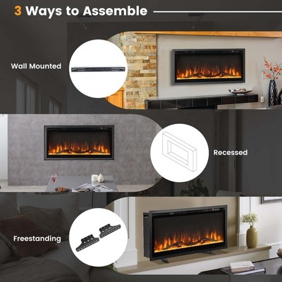 Costway 36'' Black Metal Electric Fireplace with Remote Control