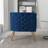 SEYNAR Mid-Century Modern Velvet Accent Chair, Gold Finish Barrel Chair for Living Room - 3 of 4