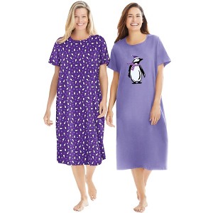 Dreams & Co. Plus Size 2-Pack Long Sleepshirts - 1 of 4
