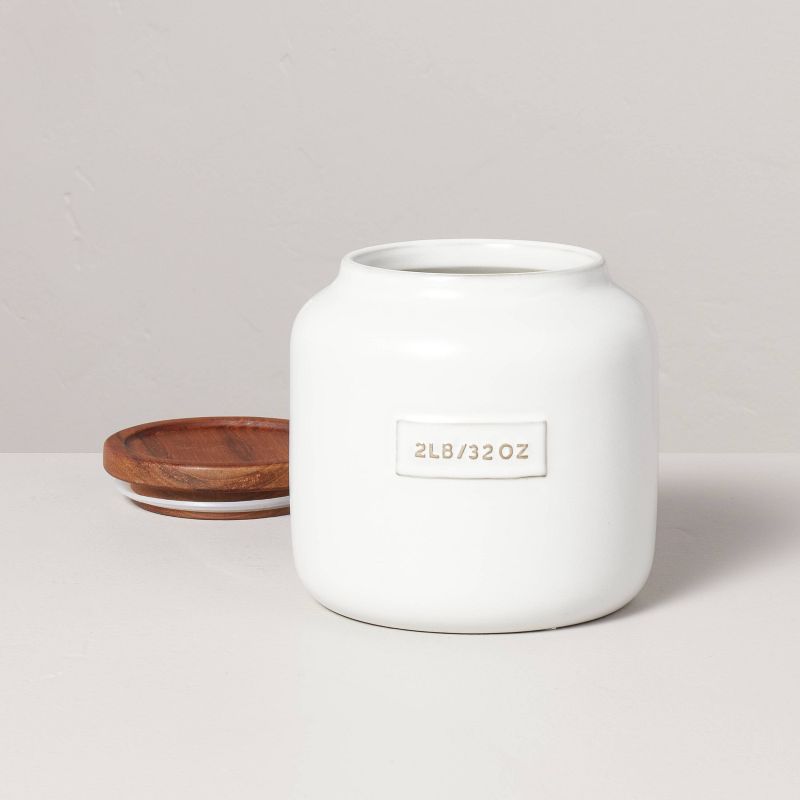 Dry Goods Stoneware Canister with Wood Lid Cream/Brown - Hearth & Hand™ with Magnolia, 5 of 12