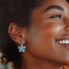 Ross-Simons 17.20 ct. t.w. Sky and London Blue Topaz Flower Drop Earrings With .20 ct. t.w. White Topaz in Sterling Silver - 2 of 3