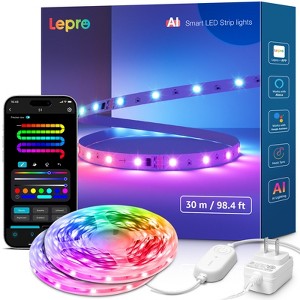 Lepro S1 AI Smart LED Strip Lights with IC and Rainbow Chasing Effects, Color Segment DIY, AI Music Sync, 2.4G Wi-Fi & Bluetooth RGB Lights - 1 of 4