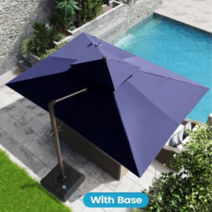 Crestlive Products 12.5' Patio Cantilever Umbrella with Base Double Top UV30+ High-strength Aluminum Pole with 360°Rotation 5 Heights Adjustable - 1 of 4