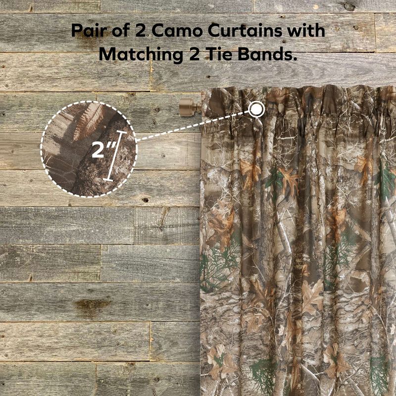 Realtree Edge Camouflage Rod Pocket Window Curtains - Camo Drapes in Forest and Rustic Theme, Perfect for Bedroom, Farmhouse, Cabin, and Kitchen, 2 of 7