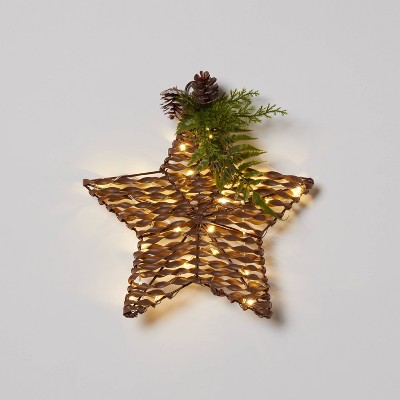 LED Hanging Metal Star with Faux Greenery Christmas Novelty Scupture Light - Wondershop™