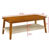 SKRAN 47.25" Mid-Century Coffee Table with Woven Shelf,Boho Rattan Coffee Table with Storage,Farmhouse Wood Low Rectangle Table for Living Room,Walnut - 3 of 4