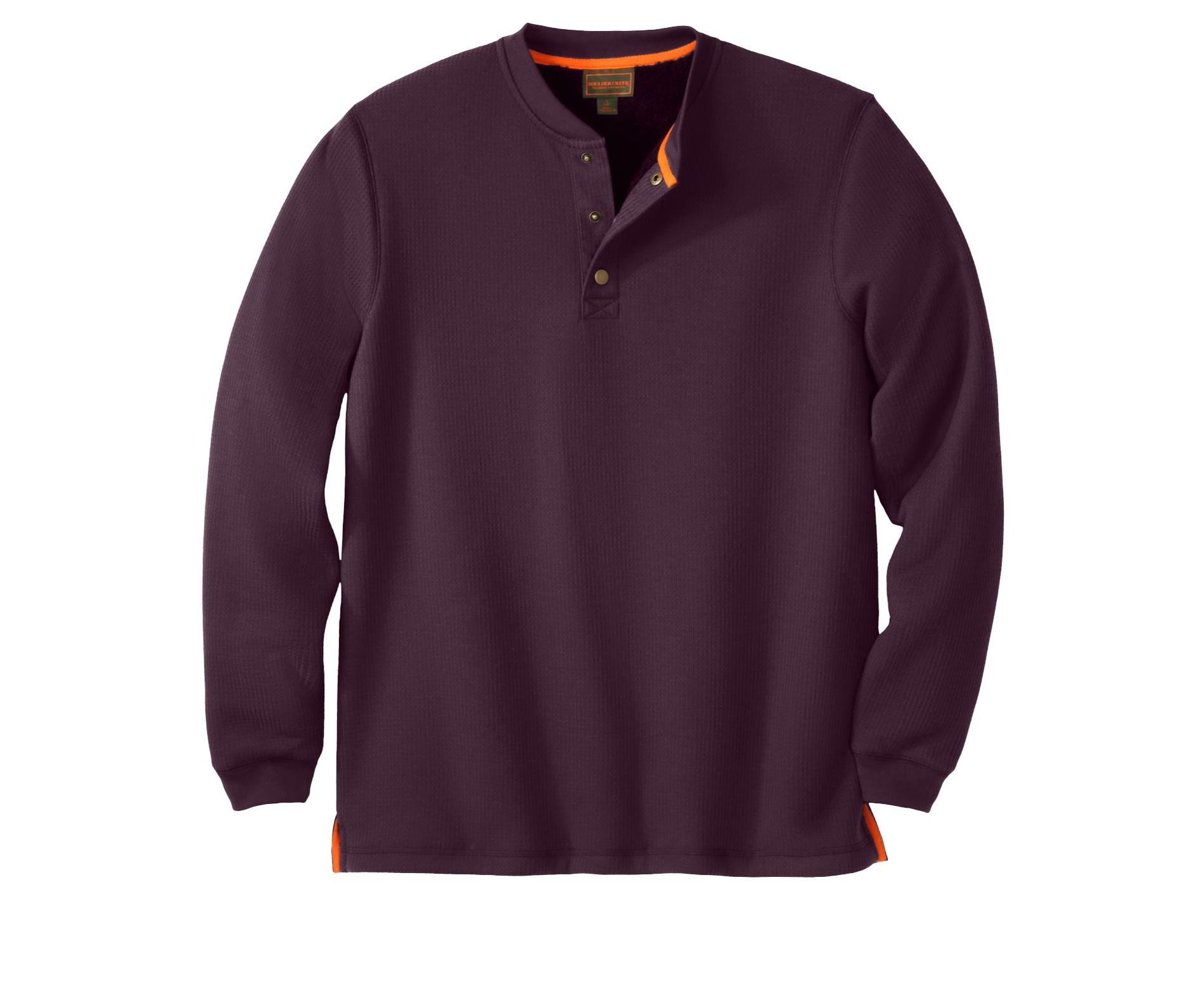 KingSize Bonded High Pile Fleece Waffle Henley - 5XL, Deep Purple