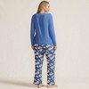 Lands' End Women's Pajama Set Knit Long Sleeve T-Shirt and Flannel Pants - 2 of 4