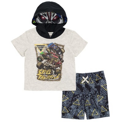 Monster Jam Son-uva Digger Zombie Grave Digger Cosplay T-Shirt and Mesh Shorts Outfit Set Toddler to Big Kid