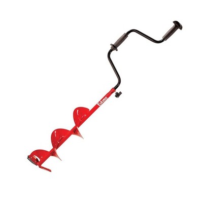 Eskimo HD08 8-Inch Stainless Steel Ice Fishing Hand Powered Manual Auger Bit with Handle and Blade Protector, Red