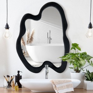 Beautyolove Irregular Flannelette Framed Wall Mirror Asymmetrical Decorative Wall Mirror - 1 of 4