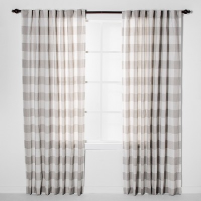 Photo 1 of 1pc 54"x84" Light Filtering Plaid Curtain Panel Gray/Cream - Threshold™

