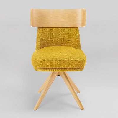 Art Leon Linen Fabric Swivel Armless Home Office Chair with Solid Oak Wood Legs