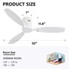 Sofucor 52'' Flush Mount Ceiling Fan without Lights Remote Control Wood Blades Reversible DC Motor Modern Ceiling Fan Indoor Outdoor - 2 of 4