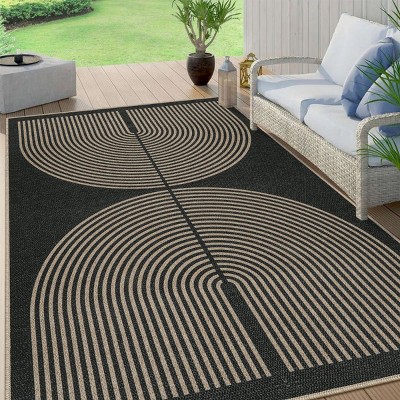 Lahome Modern Back to College Series Rainbow Jute Washable Outdoor Area Rug-Soft, Durable Carpet for Patio, Garden, or Balcony