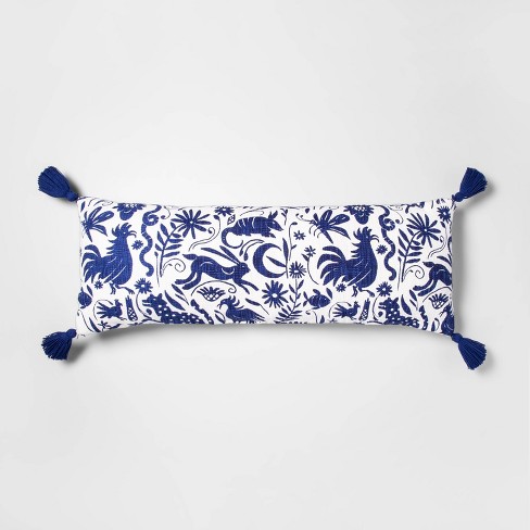 Printed Oversize Lumbar Throw Pillow White Blue Opalhouse Target