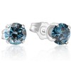 Pompeii3 1 1/10Ct Blue Diamond Studs in 14k White Gold Lab Created - 2 of 3