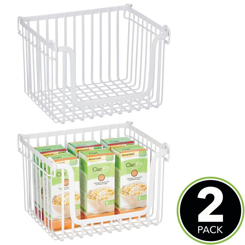 mDesign Stackable Food Organizer Storage Basket, Open Front, 2 of 10