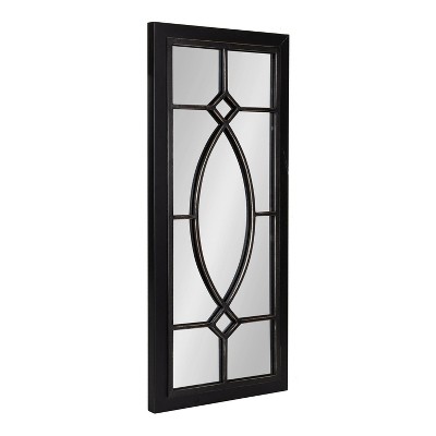 13" x 30" Bakersfiel Windowpane Wall Mirror Black - Kate & Laurel All Things Decor