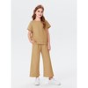 Mocamel Girl's Sports Simple Texture Casual Round Neck Short Sleeves and Loose Pant 2 piece Set - 2 of 4
