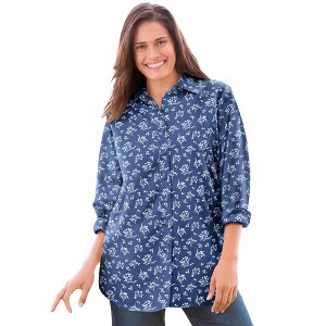 Woman Within Women's Plus Size Perfect Long Sleeve Shirt - 1 of 4