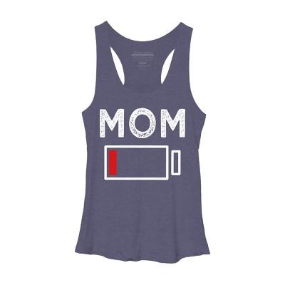 Women's Design By Humans Mom Low Battery Alert By shirtpublic Racerback Tank Top