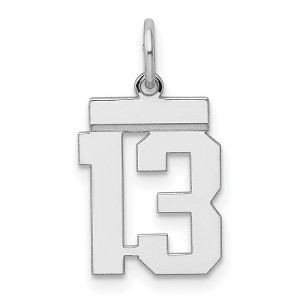 Black Bow Jewelry Sterling Silver, Athletic Collection, Small Polished Number 13 Pendant - 1 of 4