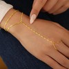Turandoss 2PCS Gold Hand Chain Bracelet for Women - Dainty 18K Gold Layered Link Chains, Finger Ring Hand bracelets Stack, Christmas Gifts, 6+2In - 3 of 4