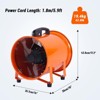 Portable Utility Blower Fan, 3500 CFM Industrial Exhaust Fan with 16.4 FT Duct, 3500R/MIN High Velocity Ventilation Fan for Confined Space - 2 of 4