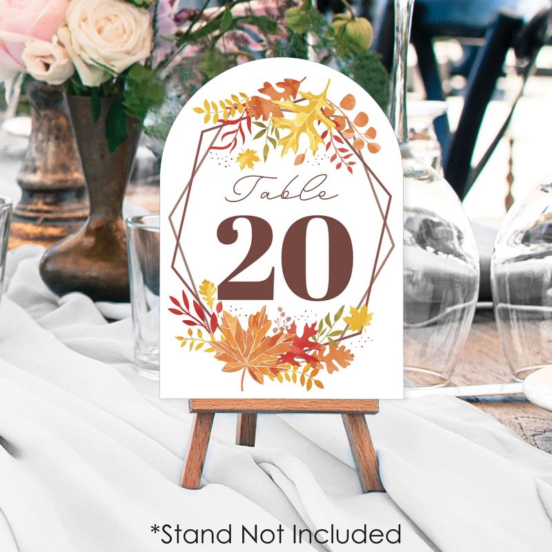 Big Dot of Happiness Fall Foliage Bride - Autumn Leaves Bridal Shower and Wedding Party Double-Sided 5 x 7 inches Cards - Table Numbers - 1-20, 3 of 9