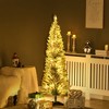 HOMCOM Pre-Lit Slim Noble Fir Artificial Christmas Tree with Realistic Branches, Warm White LED Lights and Tips, Green - 2 of 4