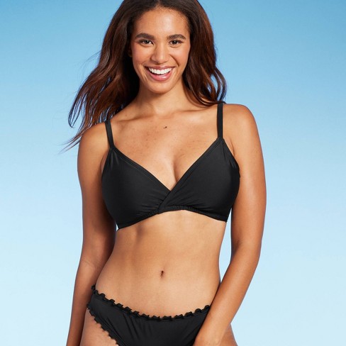 Women's Triangle Ribbed Bikini Top - Shade & Shore™ Black L