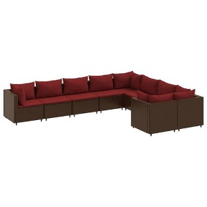 vidaXL Patio Sofa Set Brown PE Rattan 9 Piece Modular Patio Sofa Set - 1 of 4