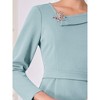 INSPIRE CHIC Women's Asymmetrical Neckline Long Sleeve Wear to Work Sheath Dress - 4 of 4