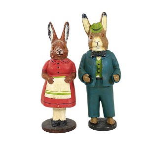 Cody Foster 8.0 Inch Vintage Rabbit Couple Animal Figurines - 1 of 3