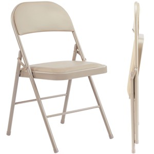 SEVOBAL Folding Chair 2 Pack Leather Padded Folding Chairs Metal Chairs Easy Store, Outdoor Indoor for Home Office Party, Black, 18"*18"*30.7" - 1 of 4