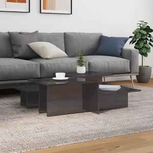 vidaXL Coffee Tables 2 pcs High Gloss Gray Engineered Wood - 1 of 4