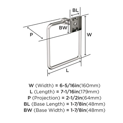 Polished Nickel Wall Mounted Square Towel Ring