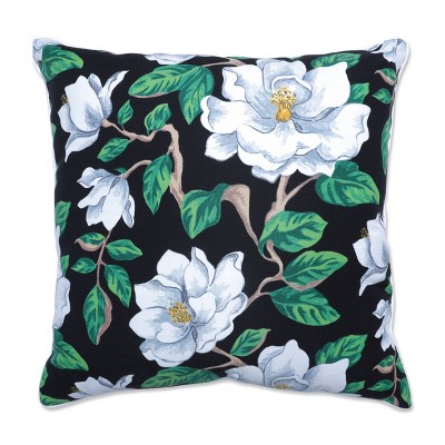 Pillow Perfect 25" Magnolia Outdoor/Indoor Floor Pillow Black