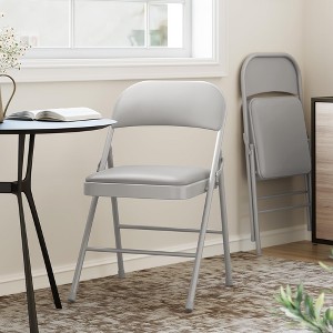 GustoWave 2 Pack Folding Chairs, Outdoor Portable Stackable Commercial Seat with Padded Cushion and Back, Metal Frame Chairs for Home, Office - 1 of 4