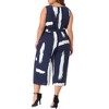 Agnes Orinda Women's Plus Size Wrap V Neck Sleeveless Tie Waist with Pockets Wide Leg Jumpsuits - 4 of 4