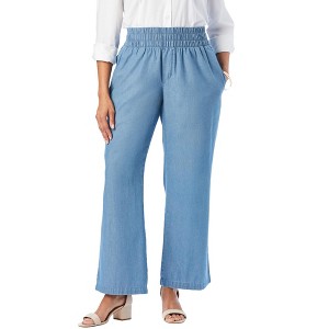 Jessica London Chambray Wide Leg Pant - 1 of 4