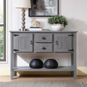 Garvee 48" Solid Wood Retro Sideboard Cabinet with 2 Drawers and 2 Doors ¨C Portable Console Table, Hallway, Gray - 1 of 4