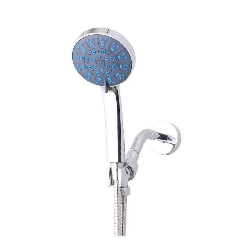 5 Spray Pattern High Pressure Wall Mount Handheld Shower Head with Stainless Hose Silver - J&#38;V TEXTILES, 3 of 4