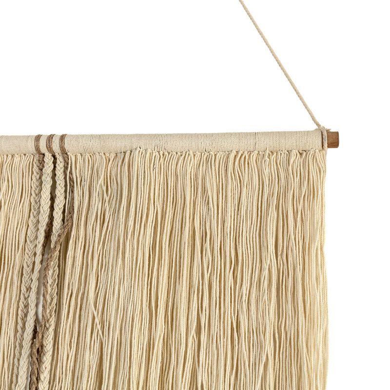 Hand Woven Yarn with Metal Bells Wall Art Cotton, Wood Dowel & Jute by Foreside Home & Garden, 4 of 7