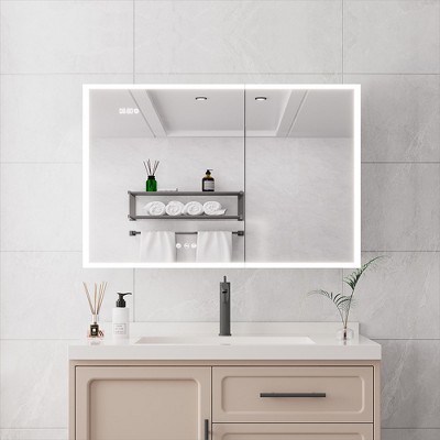 LED Lighted Bathroom Cabinet With Mirror, 36x24 Inch Wall Mounted Storage Cabinet With Touch Control Dimmable Anti-fog LED Mirror