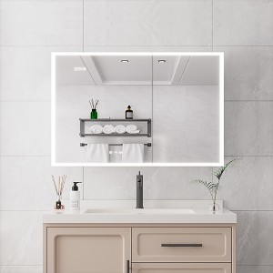 LED Lighted Bathroom Cabinet With Mirror, 36x24 Inch Wall Mounted Storage Cabinet With Touch Control Dimmable Anti-fog LED Mirror - 1 of 4
