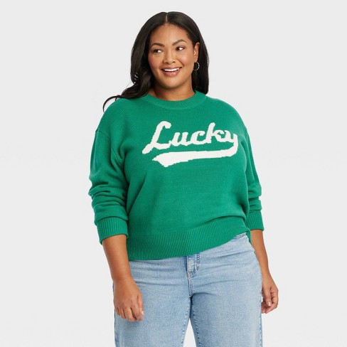 Women's Lucky Graphic Sweater - Green 3x : Target