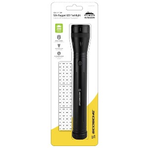 Scosche 12" LED Flashlight: Water & Impact-Resistant, 200 Lumens, 12-Hour Run Time, Aluminum, Includes Batteries - 1 of 4